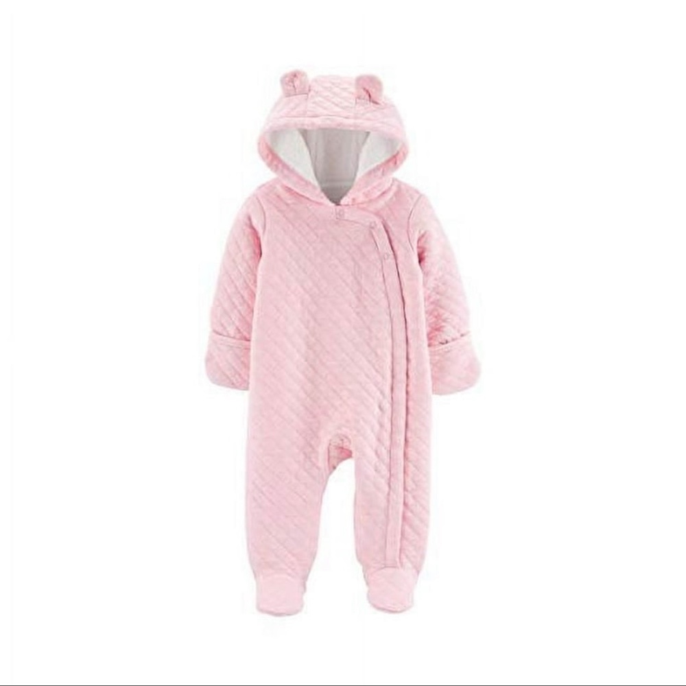 Pink Carter’s Quilted Baby‎ Girls Fall/Winter Hooded Jumpsuit One Piece 9 Months
